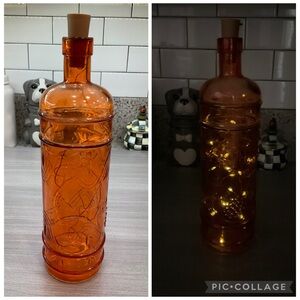 DECORATIVE ORANGE BOTTLE WITH FAIRY LIGHTS